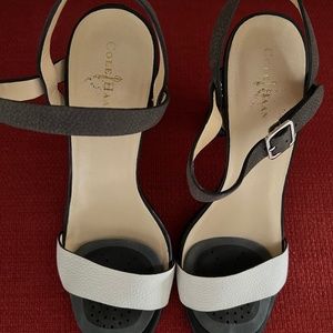 Cole Han black and beige sandals